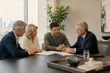 Business owner and fiduciary advisers reviewing a plan